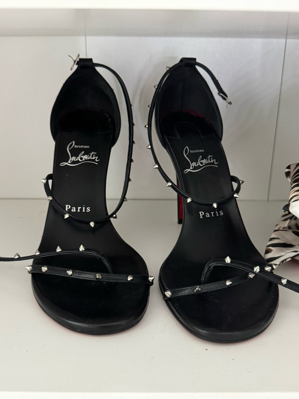 Christian Louboutin Black Stud-Embellished Ankle-Strap Heels - Picture 1 of 2